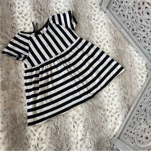Hanna Andersson top girls 130 size 7 black white stripes shirt preppy coastal
